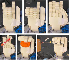 Directly 3D Printed, Pneumatically Actuated Multi-Material Robotic Hand